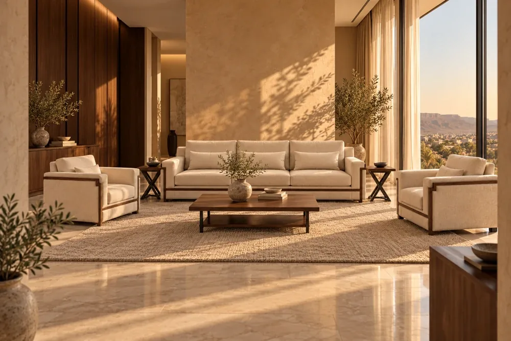 Cream living room sofa