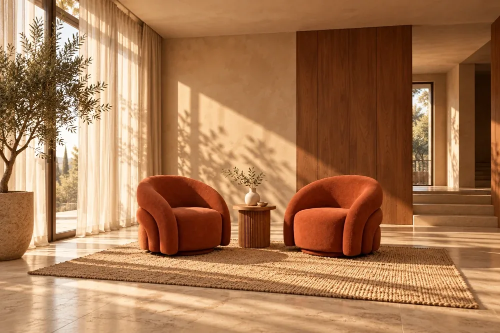 Black sculptural lounge chairs